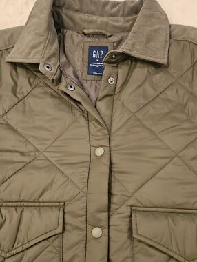 GAP Olive Green Quilted Snap-Front Jacket
